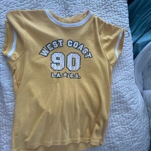 Forever 21 Yellow and White Short Sleeve Tee